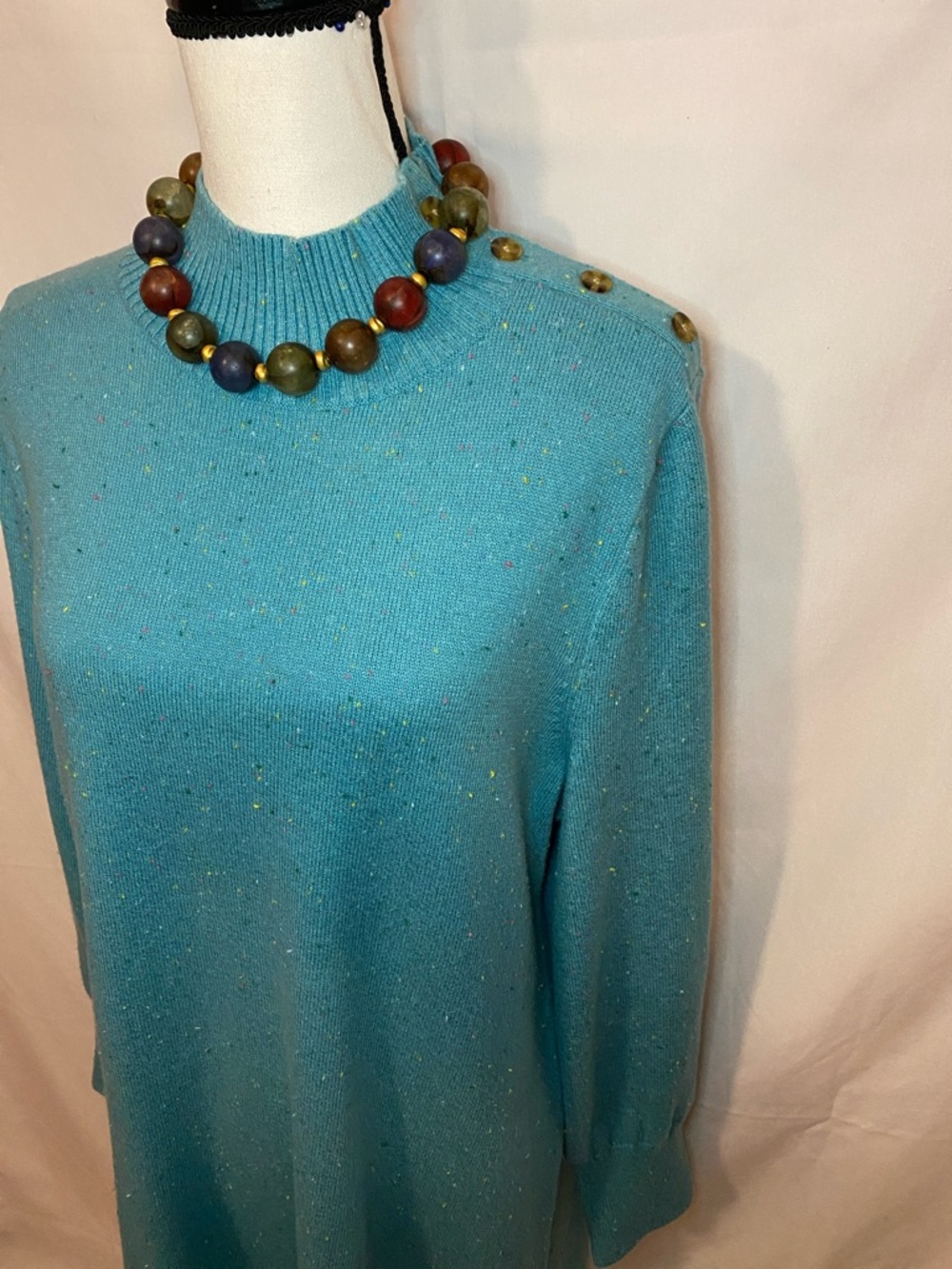Talbots Teal Long-Sleeve Knit Dress - Picture 3 of 12